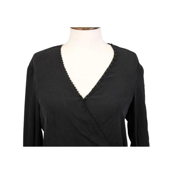 3.1 Phillip Lim Black Silk Long Sleeve V- Neck Wrap Blouse Size 0 - Picture 4 of 12